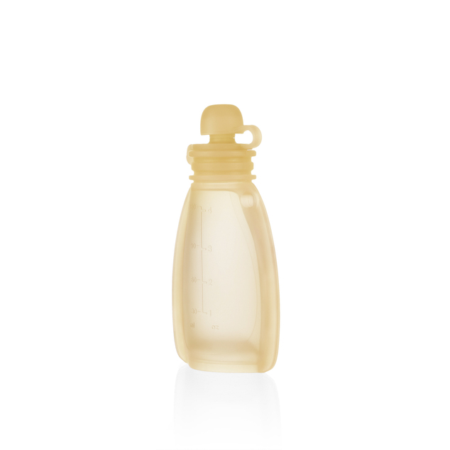 Bolsa de silicona rellenable para comida infantil, Transparent Yellow