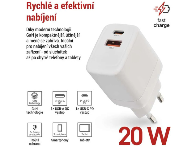 Sieťový USB adaptér (zdroj) GaN PD 20W