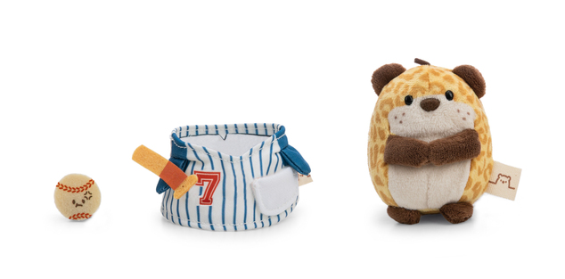 NICI peluche MyMochi Leopardo Ichiro 8 cm con pallina e costume da giocatore di baseball, regalo