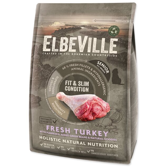 Krmivo ELBEVILLE Senior All Breeds Fit and Slim Condition Fresh Turkey 4kg
