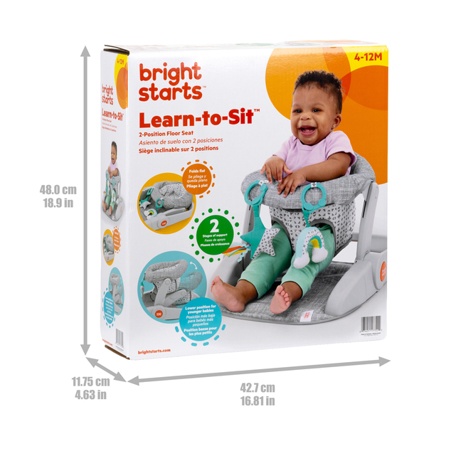 BRIGHT STARTS Siège d'apprentissage avec jouets prêt pour le voyage Learn-to-Sit™ Gris, 4m+
