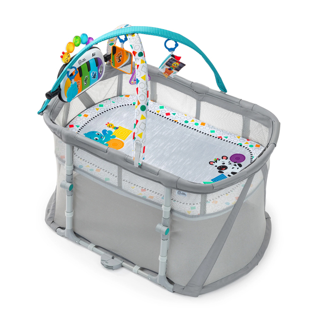 BABY EINSTEIN Postieľka s ohrádkou na hranie a klavírom 3v1 Kick &amp; Snooze™ 0m+