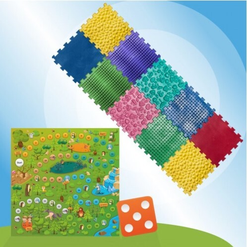 Ortek Masážna ortopedická podložka Puzzle "Mix" 10 prvkov + Hra Lesné dobrodružstvá