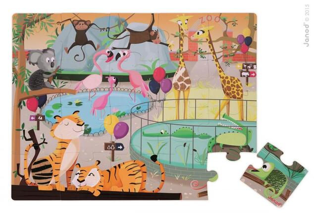 Janod Puzzle dotykové senzorické Zvieratká v ZOO s textúrou 20 ks senzorické