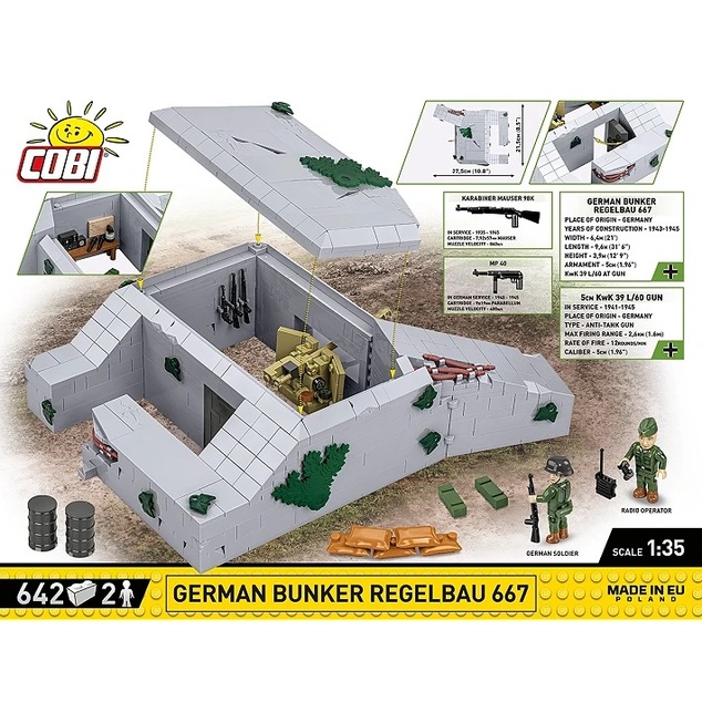 Cobi II WW Regelbau 667 nemecký bunker, 1:35, 630 k, 2 f