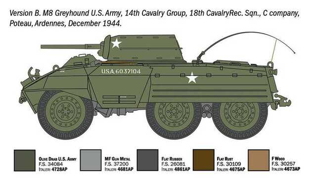 Model Kit katonai 7087 - M8 Greyhound / M20 (1:72)