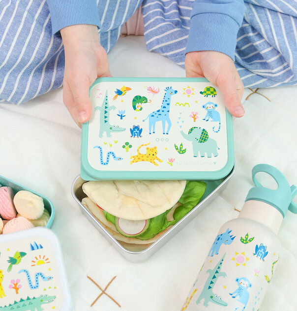 A Little Lovely Company – boîte à déjeuner en acier inoxydable avec couvercle en plastique – jungle