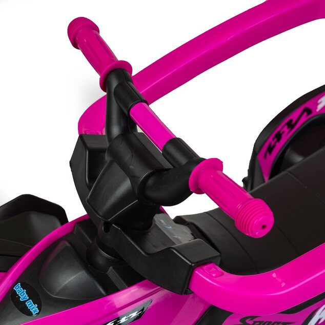 Bébitaxi vezetőrúddal Baby Mix Mega Prime EVA rózsaszín