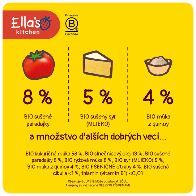Ella's Kitchen BIO Chrumkavé krúžky so syrom a s paradajkami (20 g)
