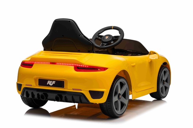 Elektrické autíčko RUF GT 12V, žlté, Otváracie dvere, 2.4 GHz diaľkové ovládanie, LED svet
