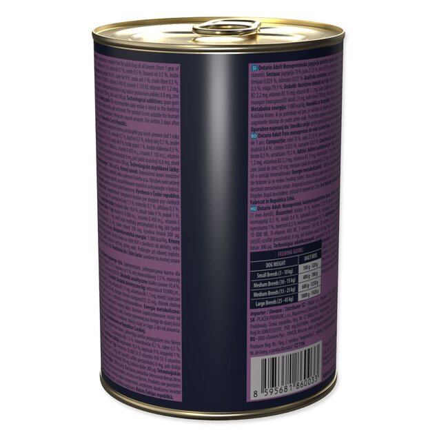 Konzerva Ontario Adult monoprotein jahňacie paté s hnedou ryžou 400g