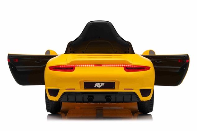 Elektrické autíčko RUF GT 12V, žlté, Otváracie dvere, 2.4 GHz diaľkové ovládanie, LED svet