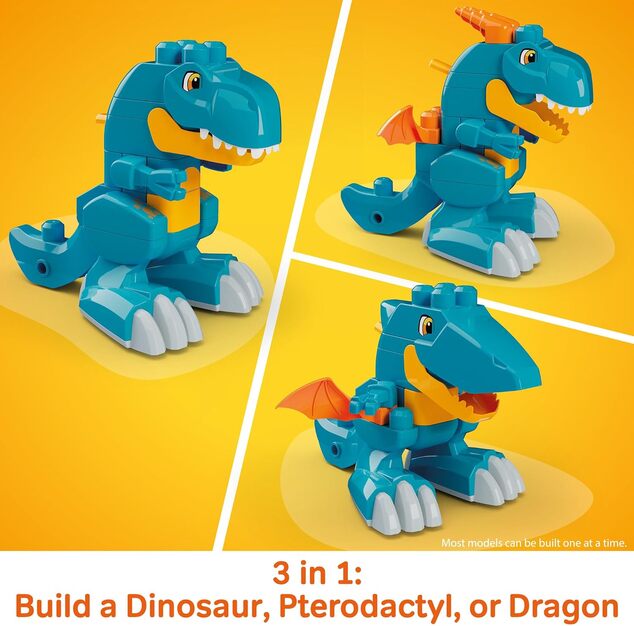 Mattel MEGA BLOKS Fisher-Price 3 în 1 set de construcție cu dinozaurul T-Rex