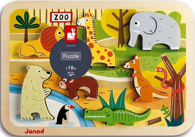 Janod Drevené vkladacie puzzle pre najmenších ZOO Chunky