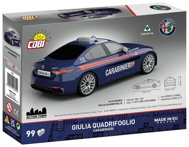 Cobi 24654 Alfa Romeo Giulia Quadrifoglio Carabinieri, 1:35, 99 k