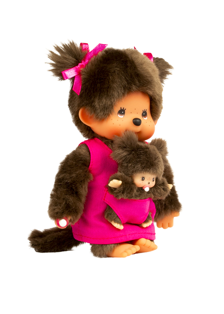 Monchhichi Mončiči mamma con bambino rosa 20cm