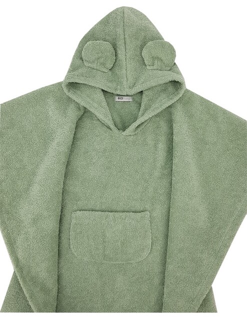 EKO Pončo bavlnené s kapucňou a uškami Olive green 75x120 cm