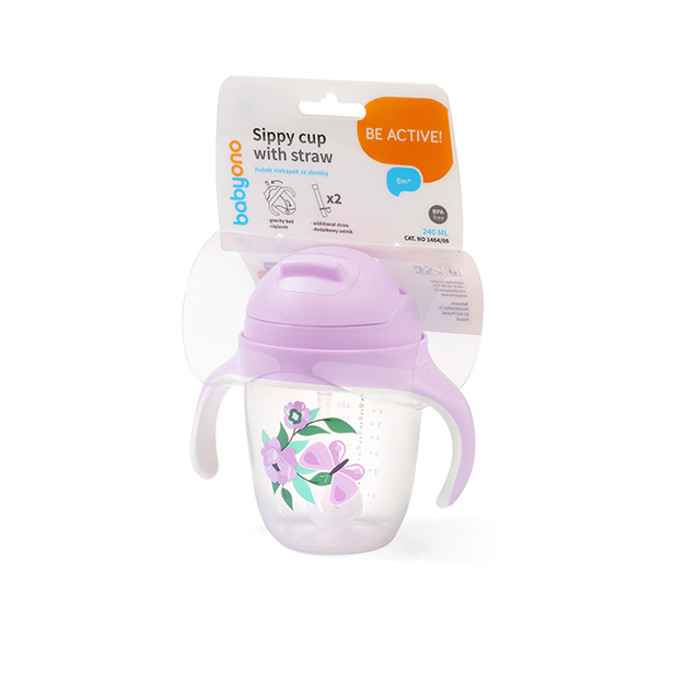 BABYONO Lernbecher mit Strohhalm Schmetterling 6m+