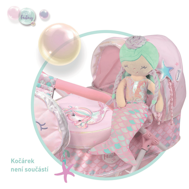 DeCuevas 20041 Plüschpuppe 2in1 OCEAN FANTASY - 36 cm mit Wiege