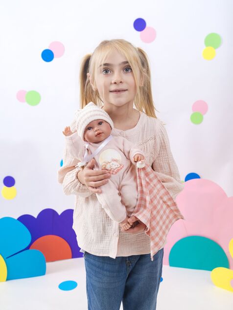 Llorens 63812 NEW BORN - muñeca bebé realista con sonidos y cuerpo de tela suave