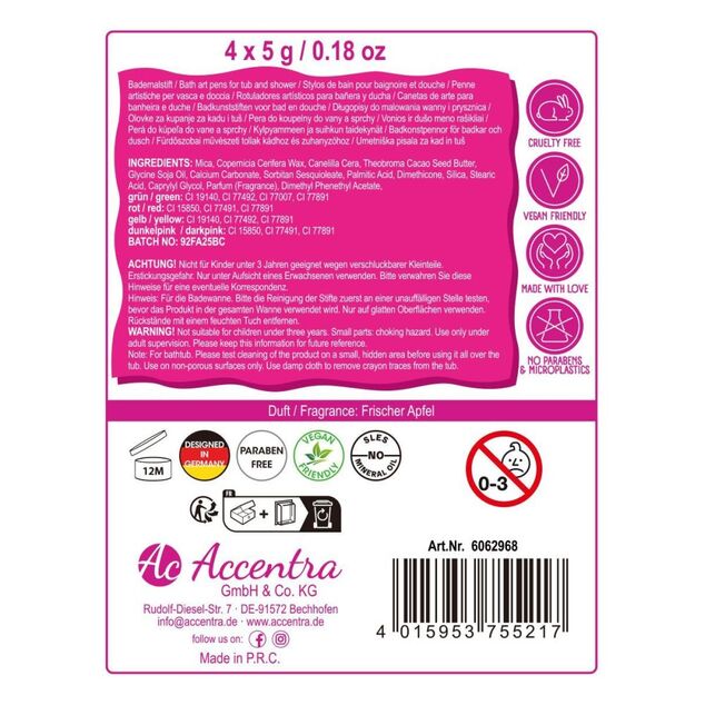 ACCENTRA Fürdőkréták KOOLKIDZ ajándékdobozban Alma 4 szín x 5g