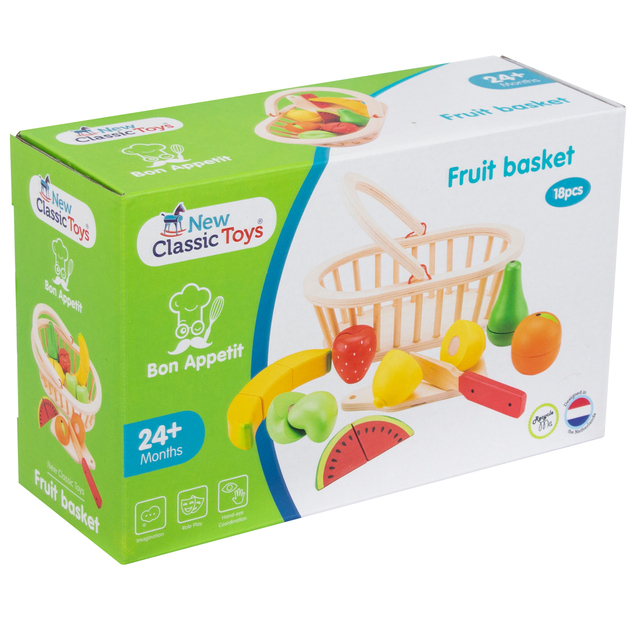 New Classic Toys Sada na krájanie - košík s ovocím