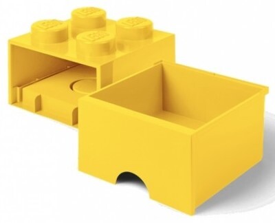 LEGO® úložný box 4 - so zásuvkou žltá  250 x 250 x 180 mm