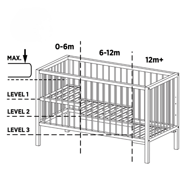 PETITE&amp;MARS Holzbett Nela Beech Wood 120x60 cm mit Seitenteil Side