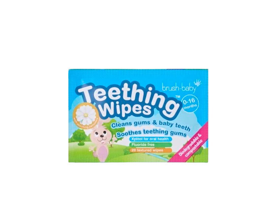Brush-baby Teething Wipes, obrúsky na prerezávanie zúbkov, 0-16 mesiacov