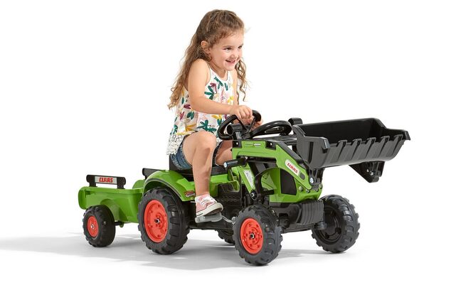 FALK Tractor de pedales 2040AM Claas Arion 410 con cargador y remolque - verde