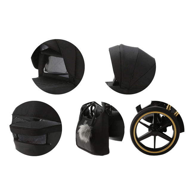 ADAMEX Kombikinderwagen Belissa Special Edition Schwarz/Gold