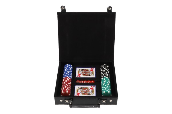 Poker sada 100ks + karty a kocky, v kufríku, 28x25x8cm