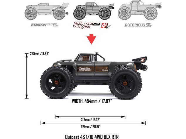 Arrma Outcast 4S V2 BLX 1:10 4WD RTR červená