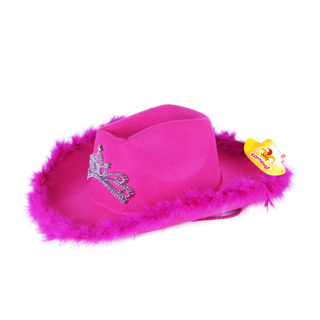 Cappello da cowboy rosa con corona da donna