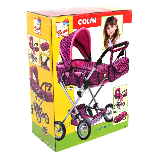 Bino Großer Kinderwagen mit Tasche – Rosa und Schwarz