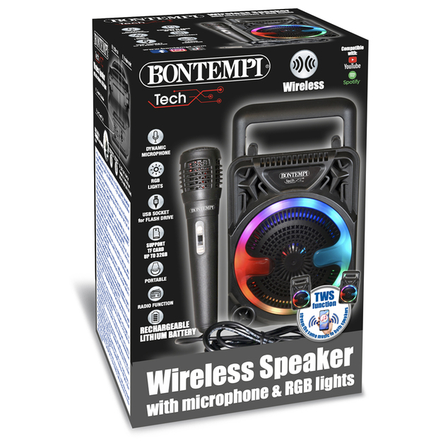 Bontempi Bezdrôtový reproduktor s mikrofónom a RGB podsvietením