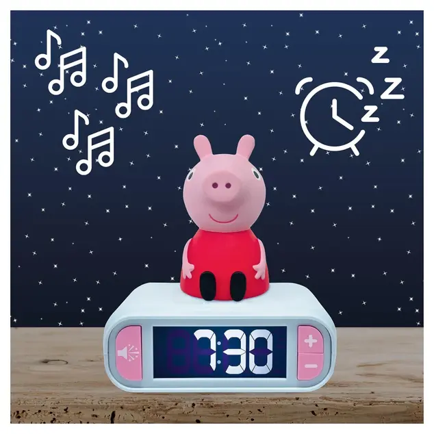 Budík s nočným 3D svetlom - Prasiatko Peppa