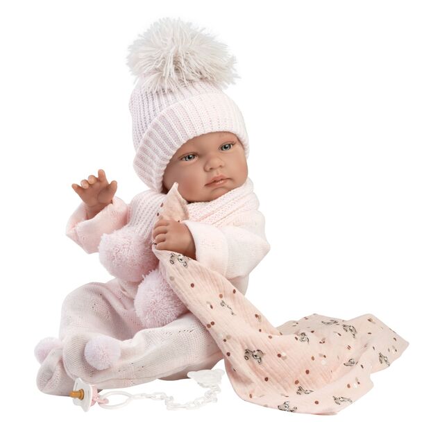 Llorens 84338 NEW BORN DIEVČATKO- realistická bábika bábätko s celovinylovým telom - 43 cm