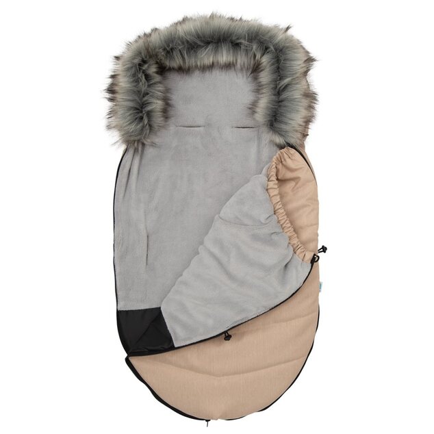 Kinderfußsack NEW BABY mit Fell beige