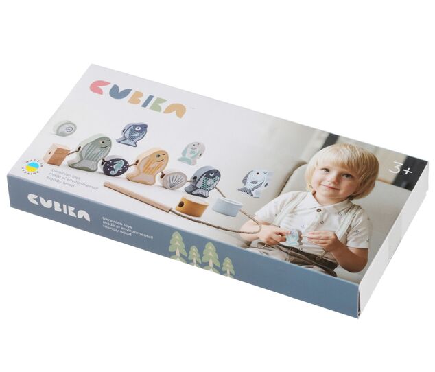 CUBIKA Pastel 16020 Navliekacie ryby a morské živočíchy - navliekací set - 13 drevených di
