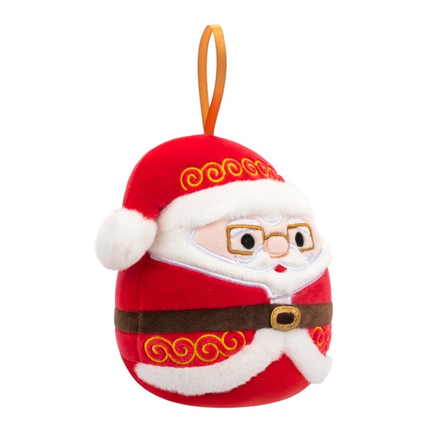 Squishmallows Decorazione natalizia Babbo Natale con occhiali - Nick, 10 cm