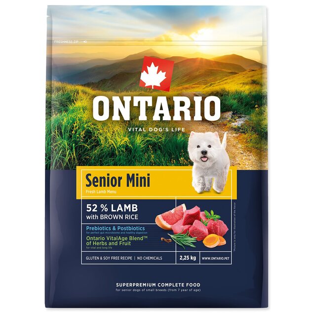 Krmivo Ontario Senior Mini Lamb &amp; Brown Rice 2,25kg