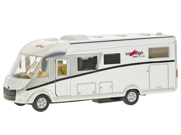 Kids Globe Traffic karavan Carthago 16cm kov spätný chod na batérie so svetlom