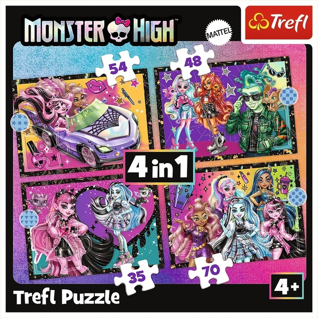 Trefl Puzzle Monster High: Elektrizujúci deň 4v1