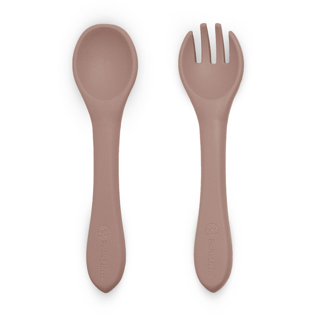 PETITE&amp;MARS Príbor silikónový Take&amp;Match Velvet Latte 6m+