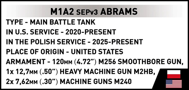 Cobi Forțele Armate M1A2 Abrams SEPv3, 1:35, 1065 p, 1 f