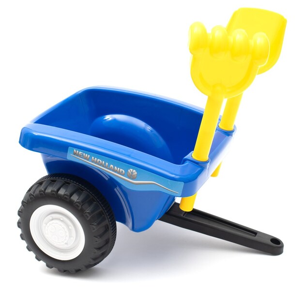 Detské odrážadlo traktor s vlečkou a náradim Baby Mix New Holland modrý