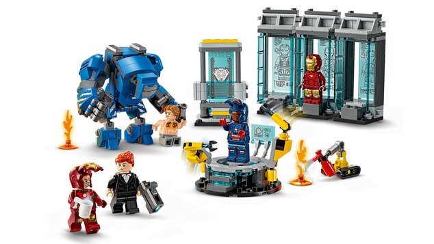 LEGO® Marvel 76315 Iron Man și laboratorul său: Sala armurilor