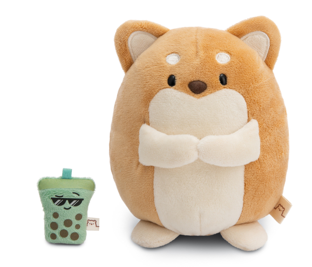NICI plyš MyMochi Psík Hiro 16cm s bubble tea v darčekovom balení, 11x12x6,5cm