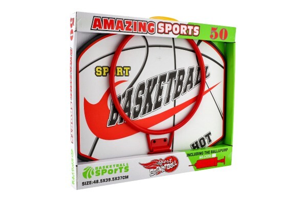 Basketbalový kôš drevo/kov/sieťka/lopta s pumpičkou